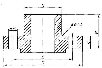 Class2500(PN420)长高颈钢制管法兰(LWN)的尺寸 - HG/T 20615-2009 